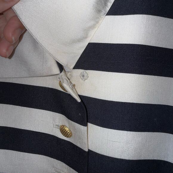 Vintage Tootsies Silk Blazer – Size 6 Black & White Striped Statement Jacket – - Picture 6 of 16